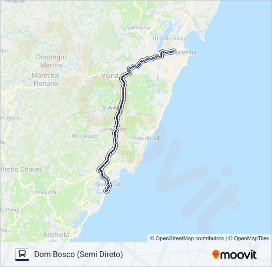 Mapa da linha 255/2/1000 de ônibus