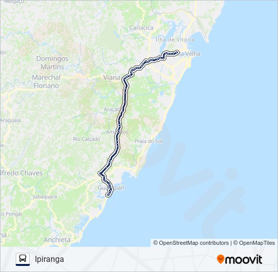 Mapa da linha 255/5/1000 de ônibus