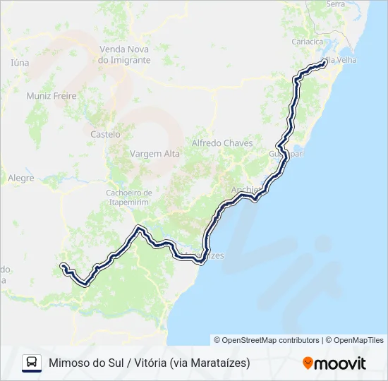 Mapa da linha 316/0/1400 de ônibus