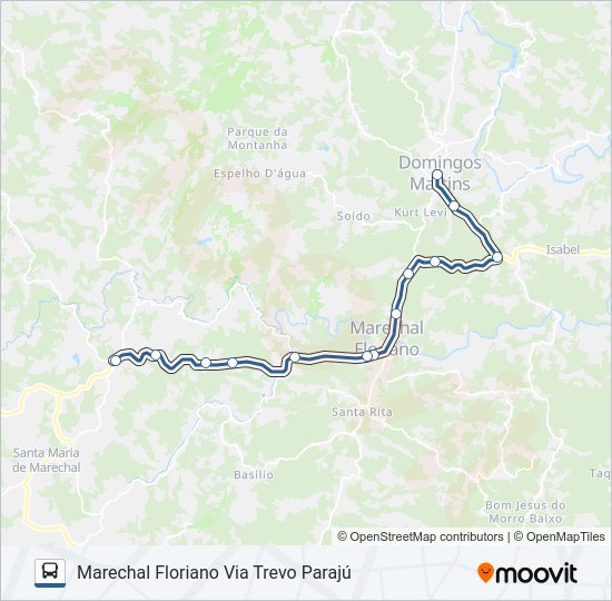Mapa da linha 332/0/1000 de ônibus