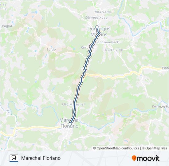 Mapa da linha 332/0/1000 de ônibus