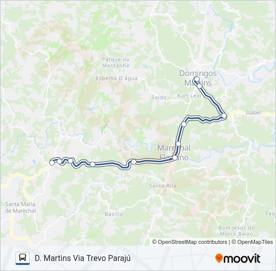 Mapa da linha 332/0/1000 de ônibus
