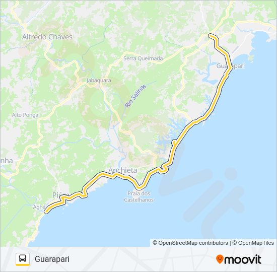 Mapa da linha 308/5/1400 de ônibus