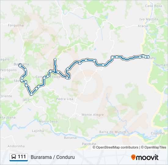 Mapa da linha 111 de ônibus