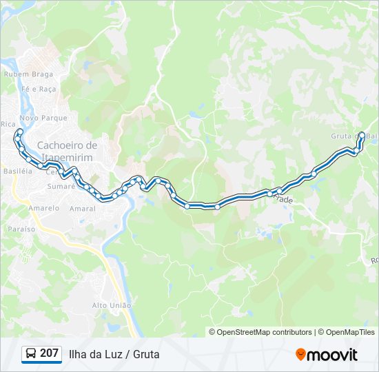 Mapa da linha 207 de ônibus