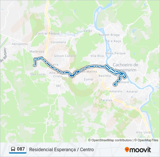 Mapa da linha 087 de ônibus