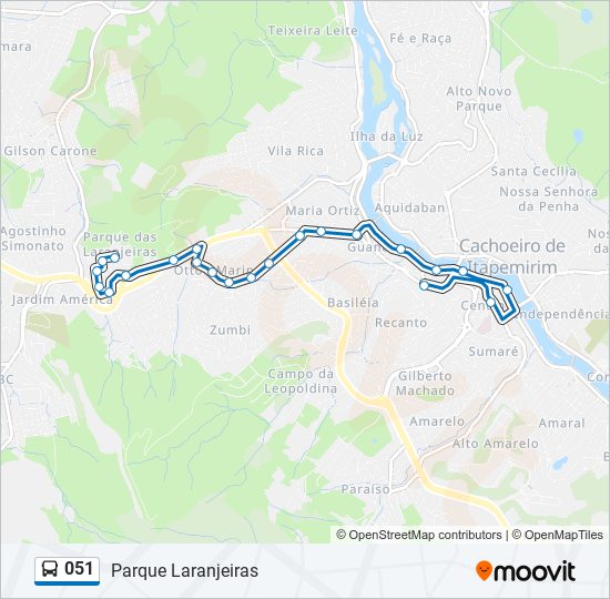 Mapa de 051 de autobús