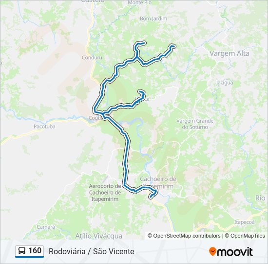 Mapa da linha 160 de ônibus