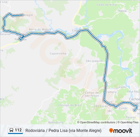 Mapa da linha 112 de ônibus