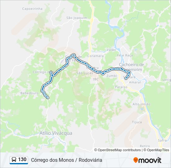 Mapa da linha 130 de ônibus