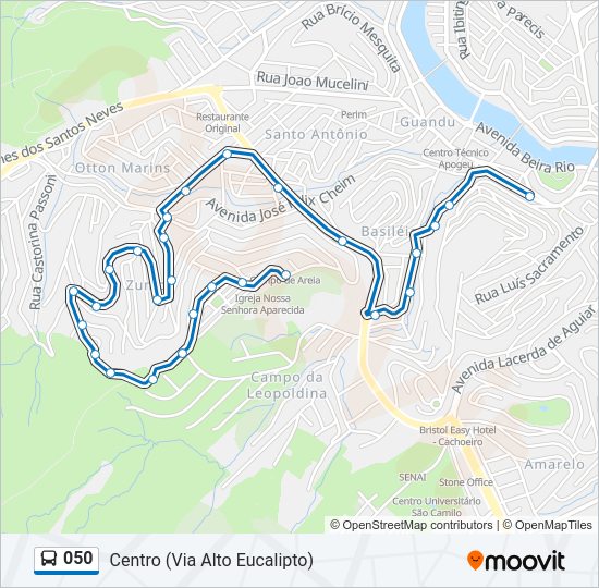 Mapa da linha 050 de ônibus