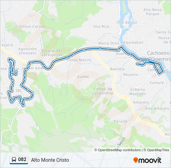 Mapa da linha 082 de ônibus