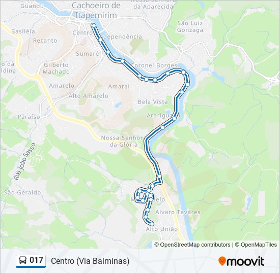 Mapa da linha 017 de ônibus