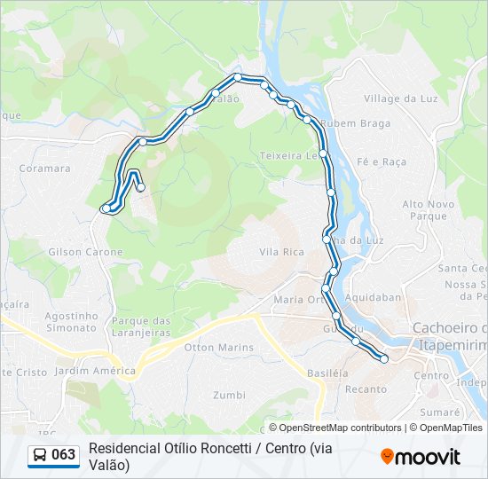 Mapa da linha 063 de ônibus