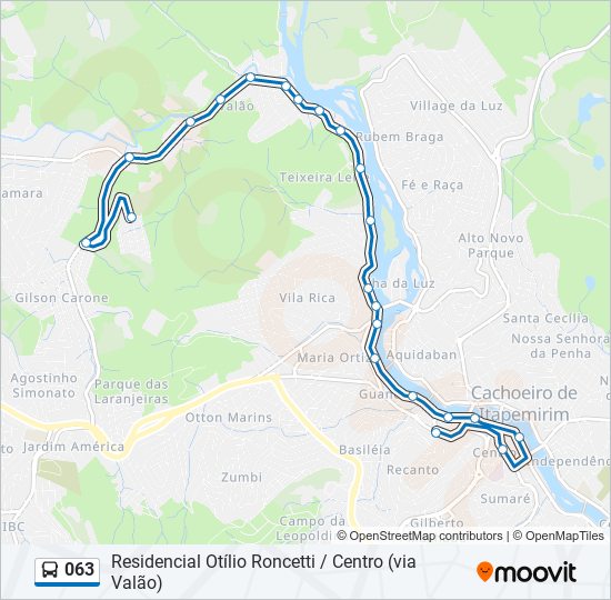 Mapa da linha 063 de ônibus