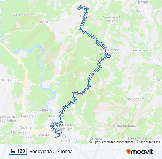 Mapa da linha 120 de ônibus