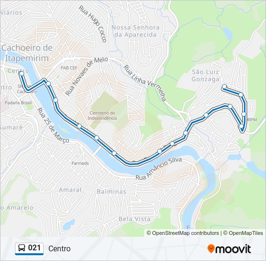 Mapa de 021 de autobús