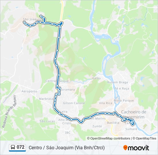 Mapa da linha 072 de ônibus