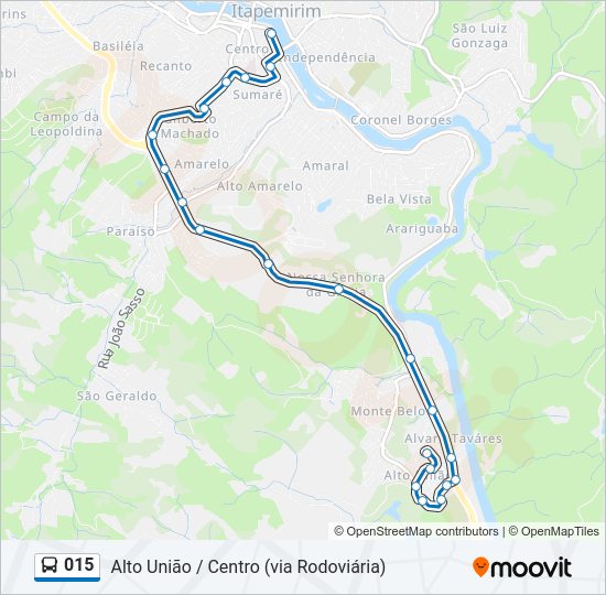 Mapa da linha 015 de ônibus
