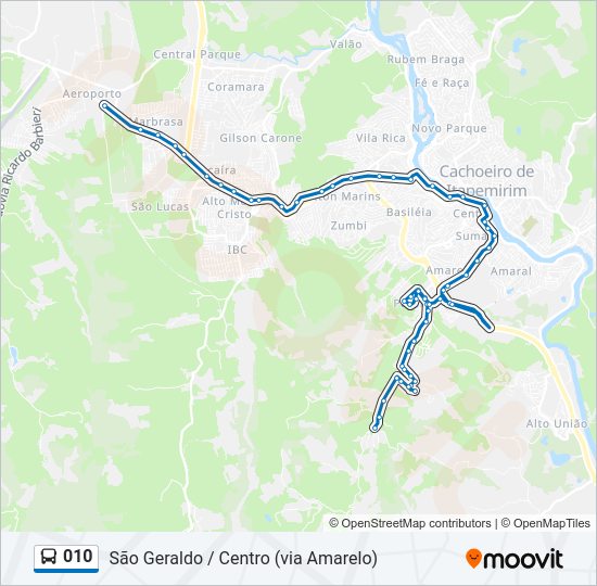 Mapa da linha 010 de ônibus