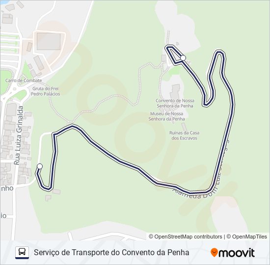 Mapa de SERVIÇO DE TRANSPORTE DO CONVENTO DA PENHA de autobús