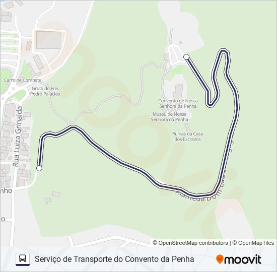 Mapa de SERVIÇO DE TRANSPORTE DO CONVENTO DA PENHA de autobús