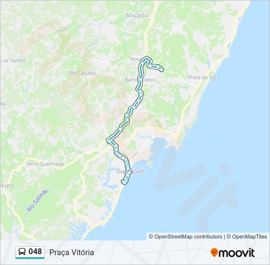 Mapa da linha 048 de ônibus