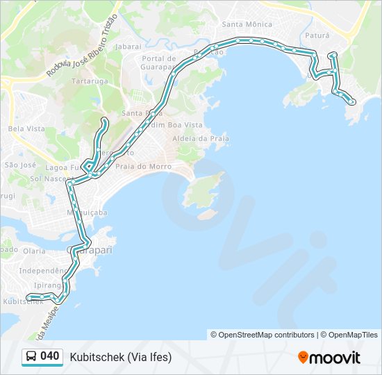 Mapa da linha 040 de ônibus