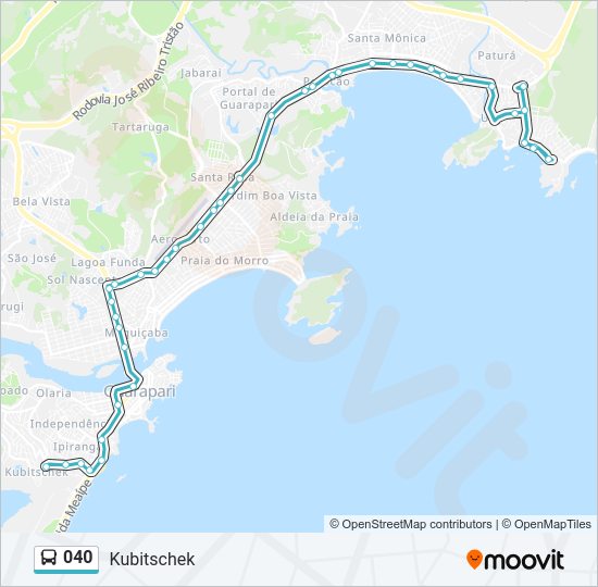 Mapa da linha 040 de ônibus