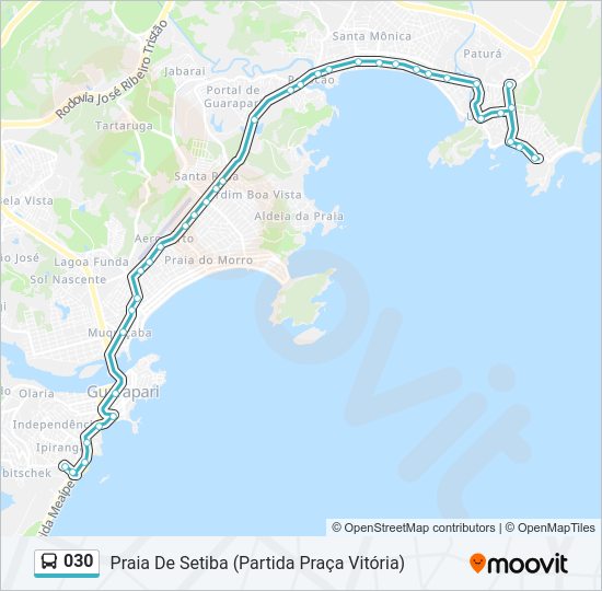 Mapa da linha 030 de ônibus