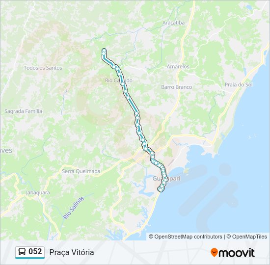 Mapa da linha 052 de ônibus