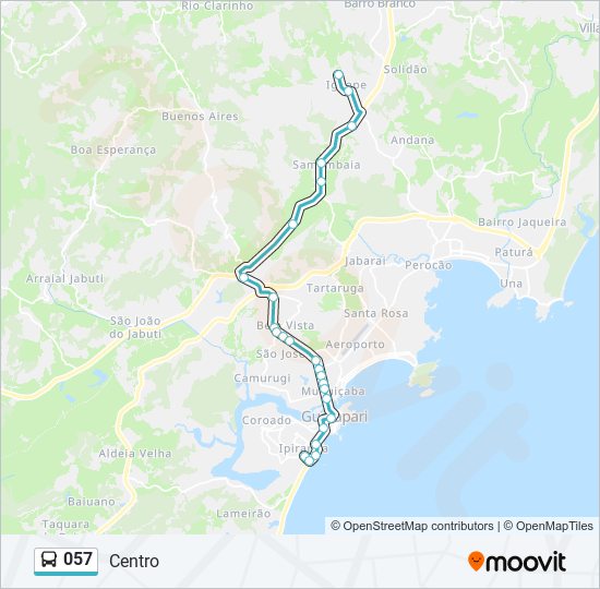 Mapa da linha 057 de ônibus