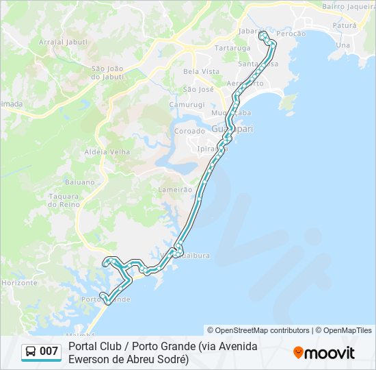 Mapa da linha 007 de ônibus