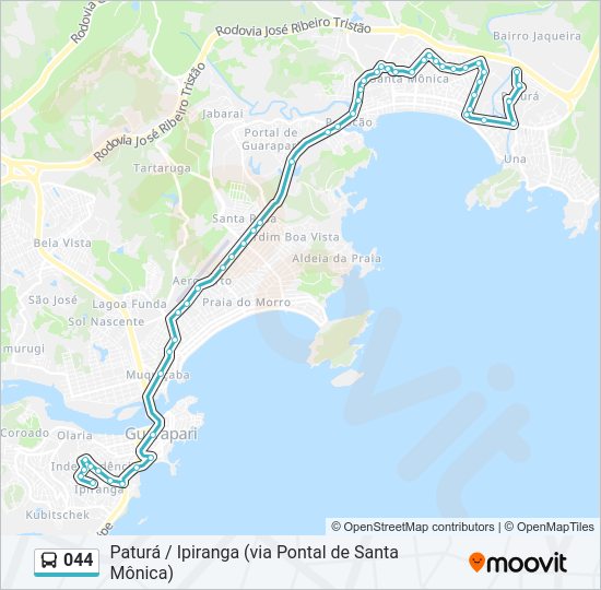 Mapa da linha 044 de ônibus