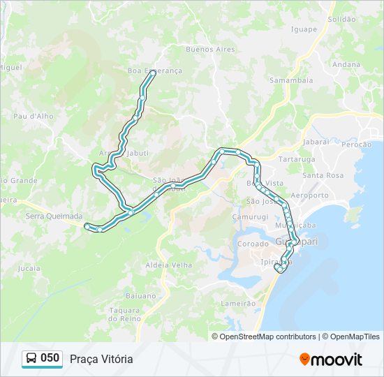 Mapa da linha 050 de ônibus