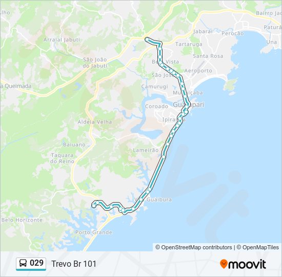 Mapa da linha 029 de ônibus