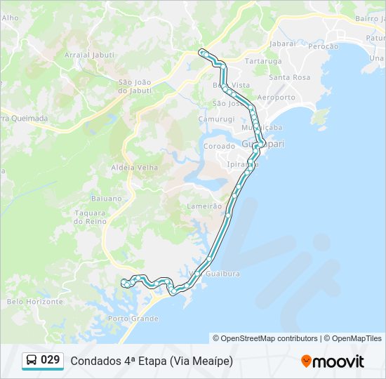 Mapa da linha 029 de ônibus