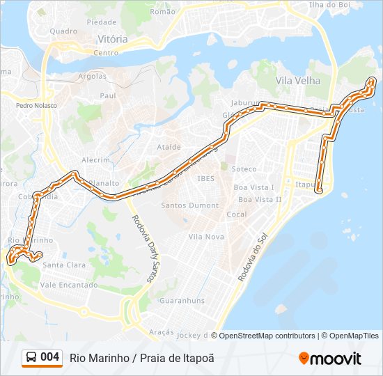 Mapa da linha 004 de ônibus