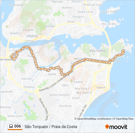 Mapa da linha 006 de ônibus