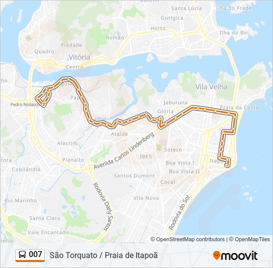 Mapa da linha 007 de ônibus