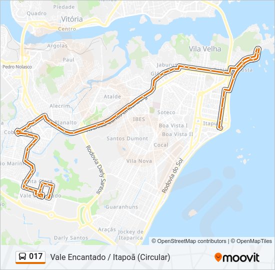Mapa da linha 017 de ônibus