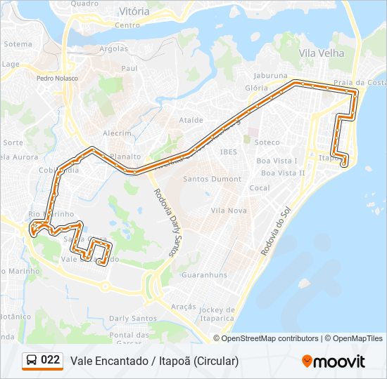 Mapa de 022 de autobús