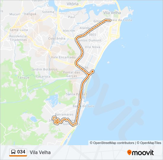 Mapa da linha 034 de ônibus