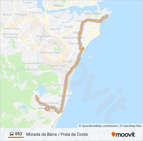 Mapa da linha 052 de ônibus
