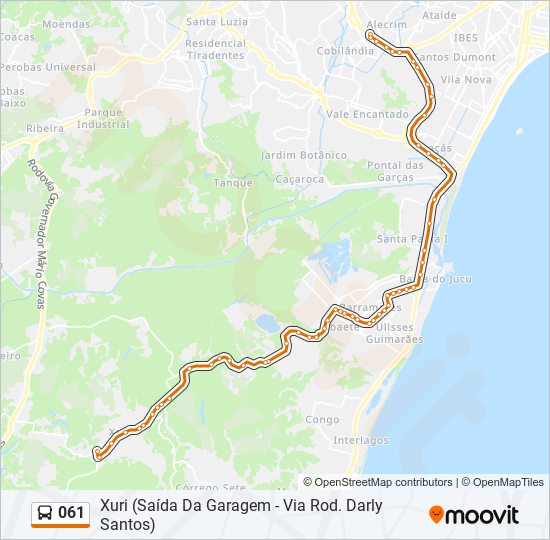 Mapa da linha 061 de ônibus