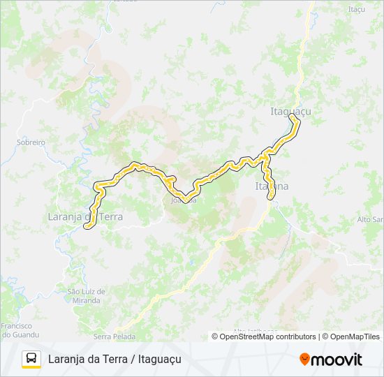 Mapa da linha LARANJA DA TERRA / ITAGUAÇU de ônibus