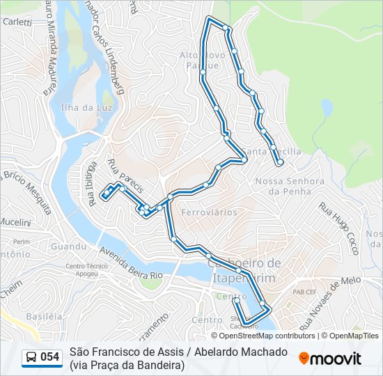 Mapa da linha 054 de ônibus