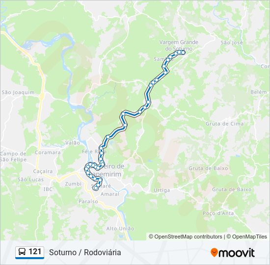 Mapa da linha 121 de ônibus