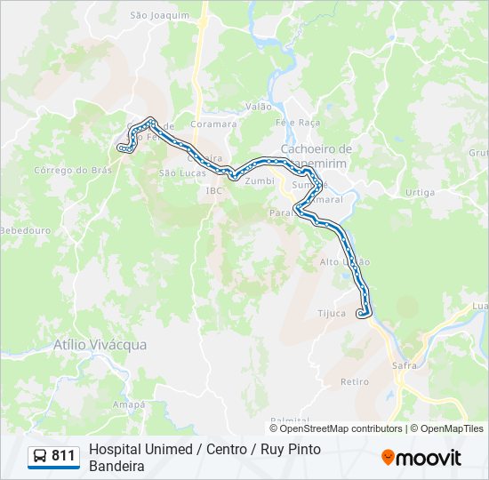 Mapa da linha 811 de ônibus