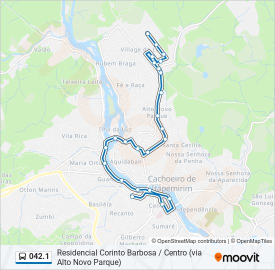 Mapa da linha 042.1 de ônibus